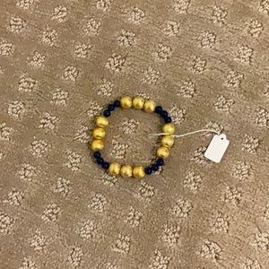 stretchy navy and gold gem bracelet handmade